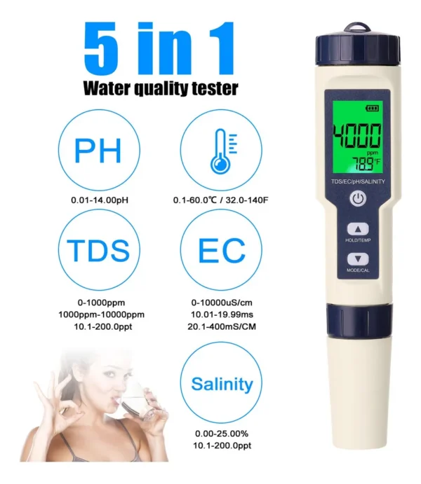 D_NQ_NP_2X_608686-MLB88087555741_072025-F 5 Em 1 Medidor Combinado do Teste – Multiparâmetro Profissional