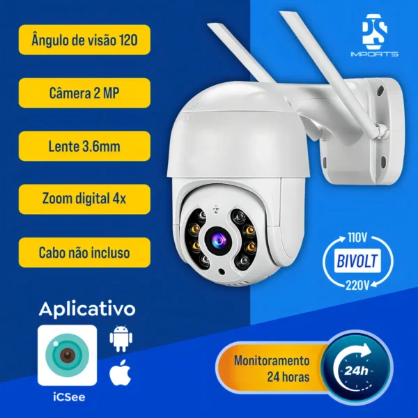 D_NQ_NP_2X_832685-MLA88060159690_072025-F Kit 2 Câmeras IP ICSEE Prova d’Água Infravermelho Externa WiFi